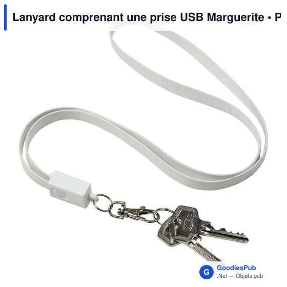 Lanyard personnalisable avec prise USB pour logo - Marguerite - Image 6