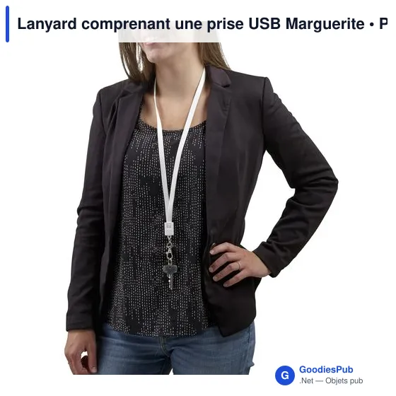 Lanyard personnalisable avec prise USB pour logo - Marguerite - Image 7