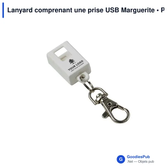 Lanyard personnalisable avec prise USB pour logo - Marguerite - Image 8