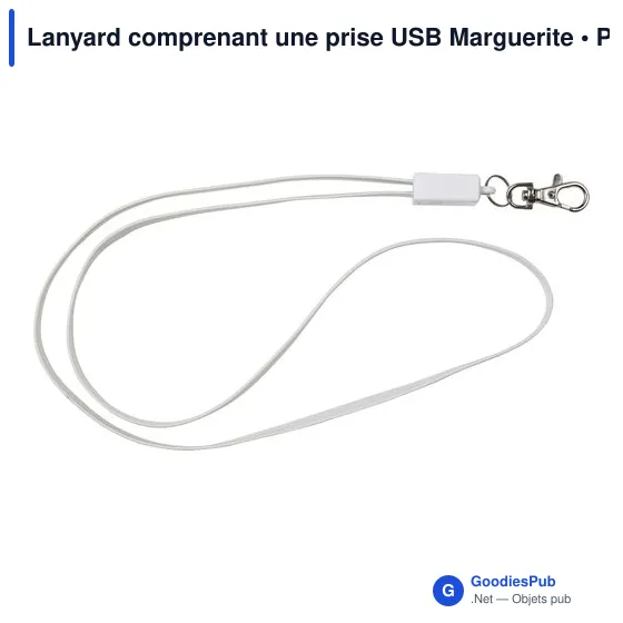 Lanyard personnalisable avec prise USB pour logo - Marguerite - Image 9