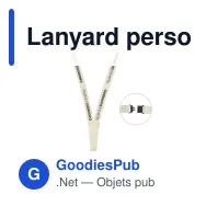 Lanyard personnalisable en coton biologique avec logo - Écru - Miniature 1