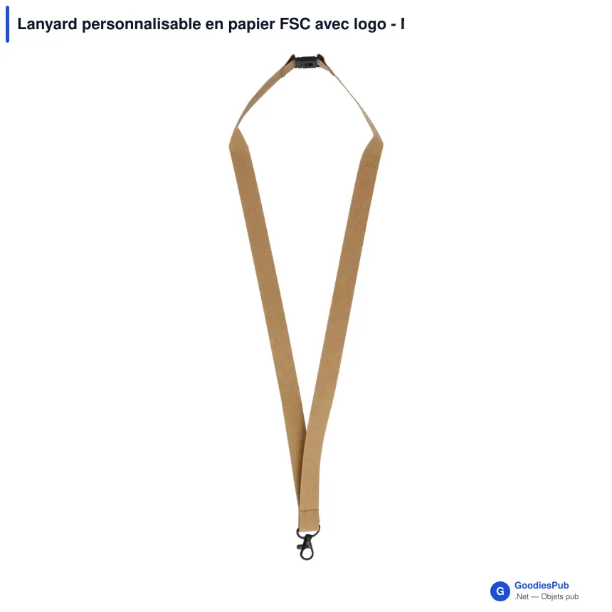 Lanyard personnalisable en papier FSC avec logo - Nature - Image 2