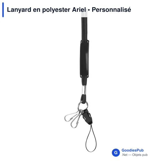 Lanyard personnalisable en polyester avec logo - modèle Ariel - Image 2