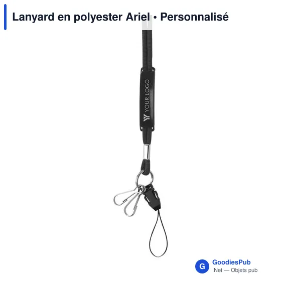 Lanyard personnalisable en polyester avec logo - modèle Ariel - Image 3