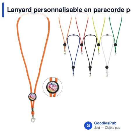 Lanyard personnalisable en paracorde polyester avec logo - Doming