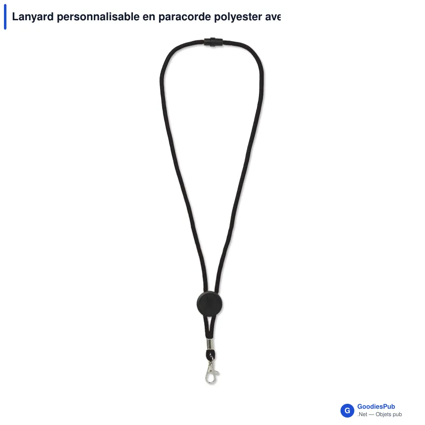 Lanyard personnalisable en paracorde polyester avec logo - Doming - Image 3