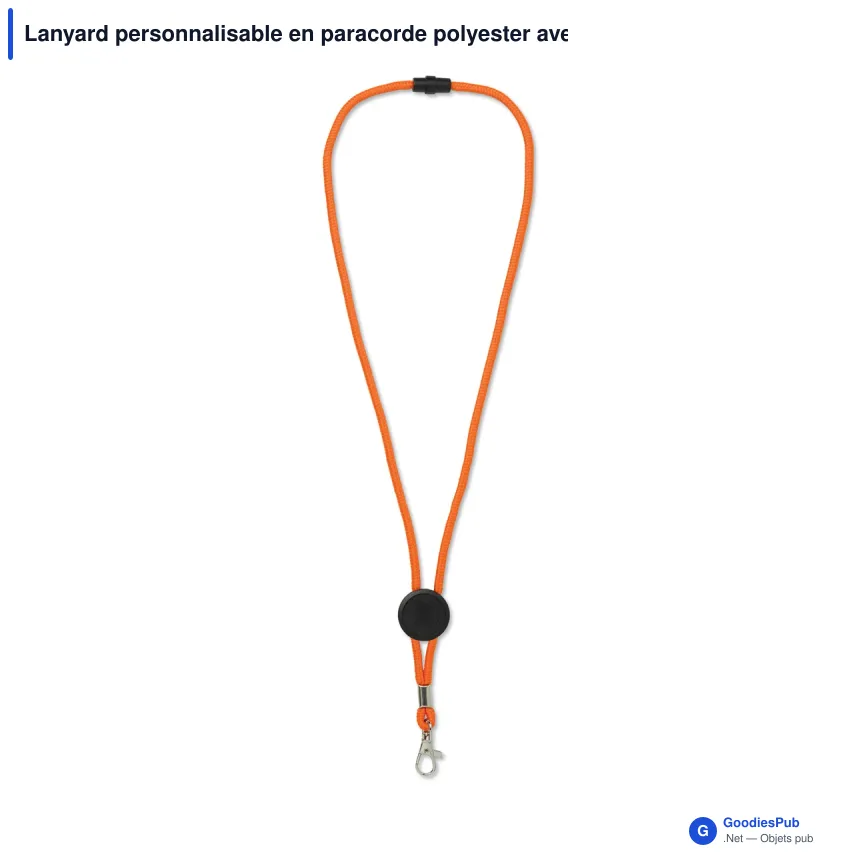 Lanyard personnalisable en paracorde polyester avec logo - Doming - Image 6
