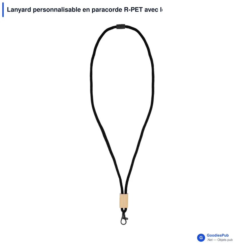 Lanyard personnalisable en paracorde R-PET avec logo - Gravure laser - Image 2