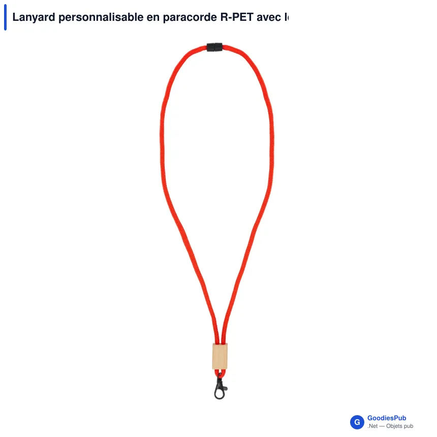 Lanyard personnalisable en paracorde R-PET avec logo - Gravure laser - Image 4