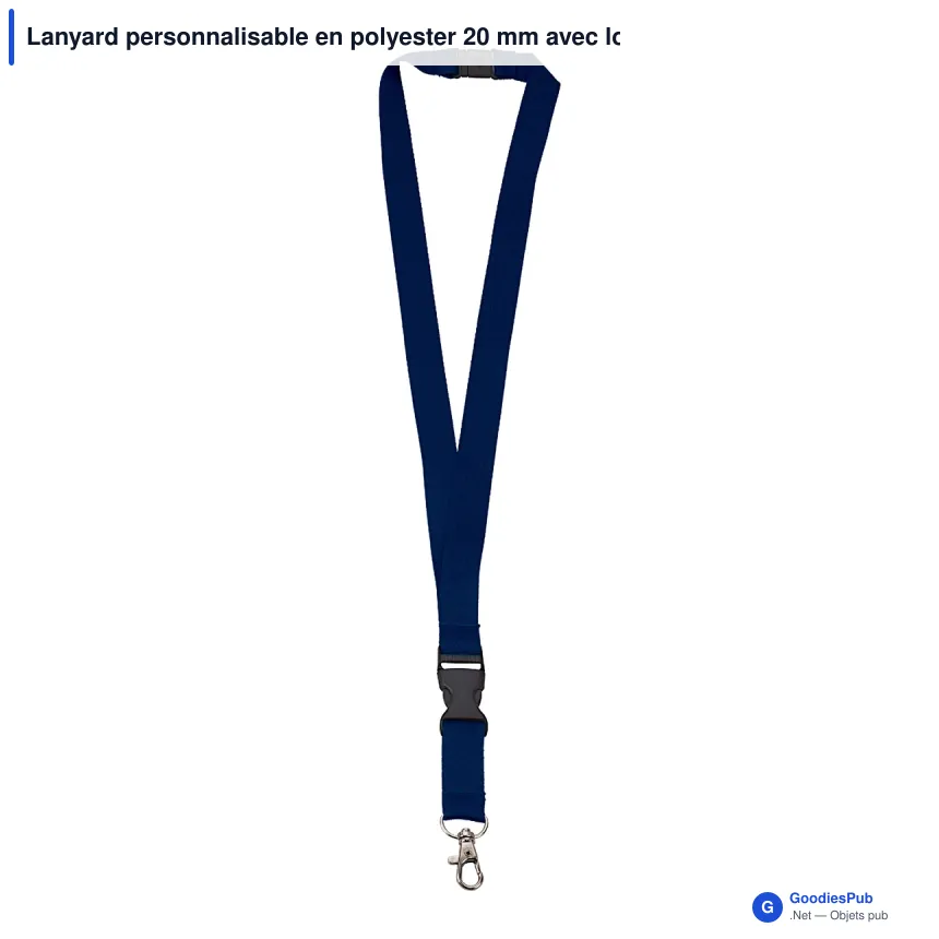 Lanyard personnalisable en polyester 20 mm avec logo - 11 coloris - Image 2