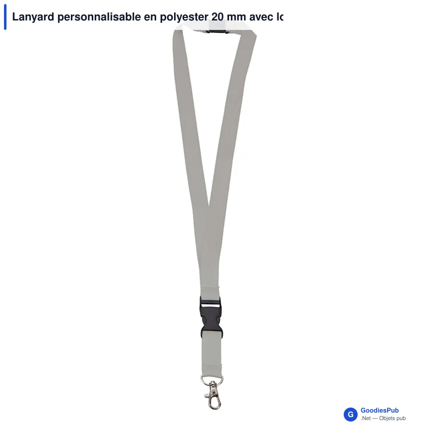Lanyard personnalisable en polyester 20 mm avec logo - 11 coloris - Image 12