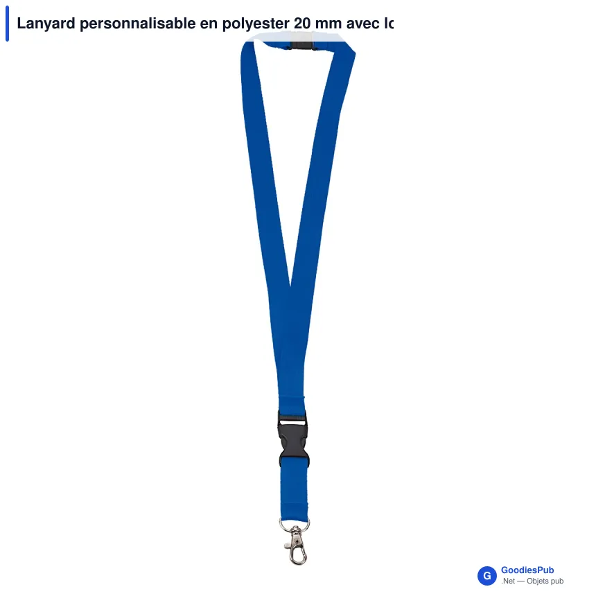Lanyard personnalisable en polyester 20 mm avec logo - 11 coloris - Image 3