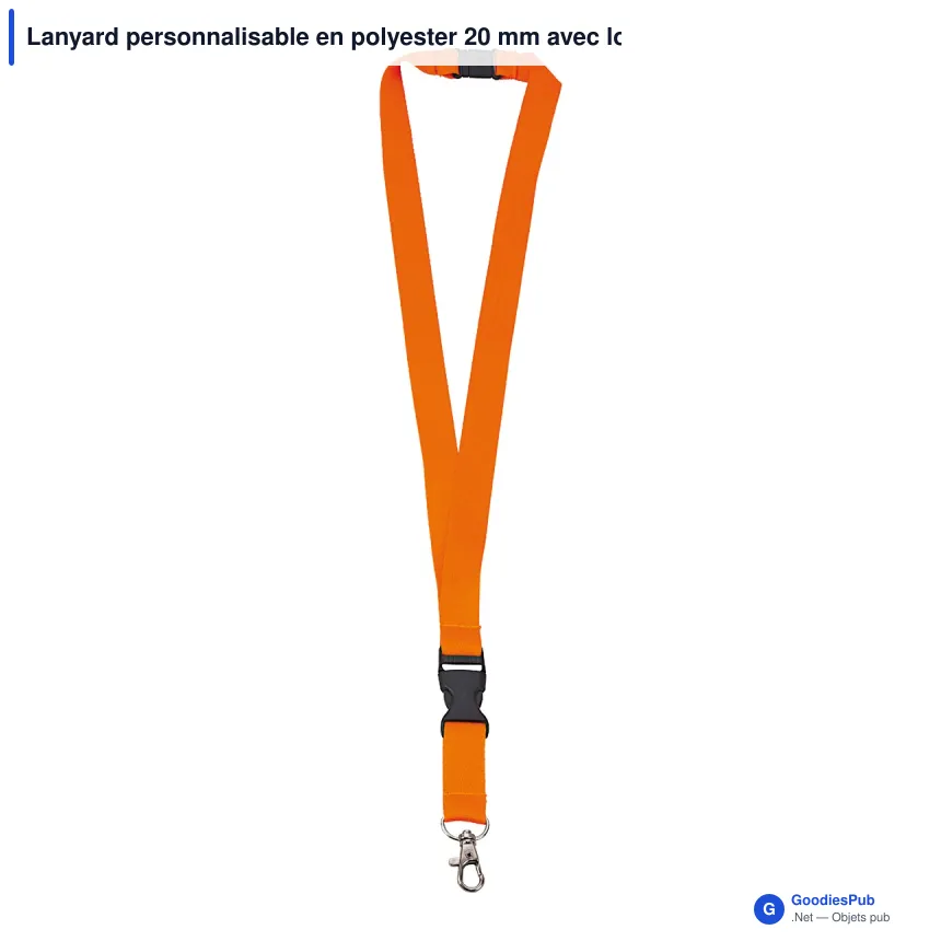 Lanyard personnalisable en polyester 20 mm avec logo - 11 coloris - Image 4