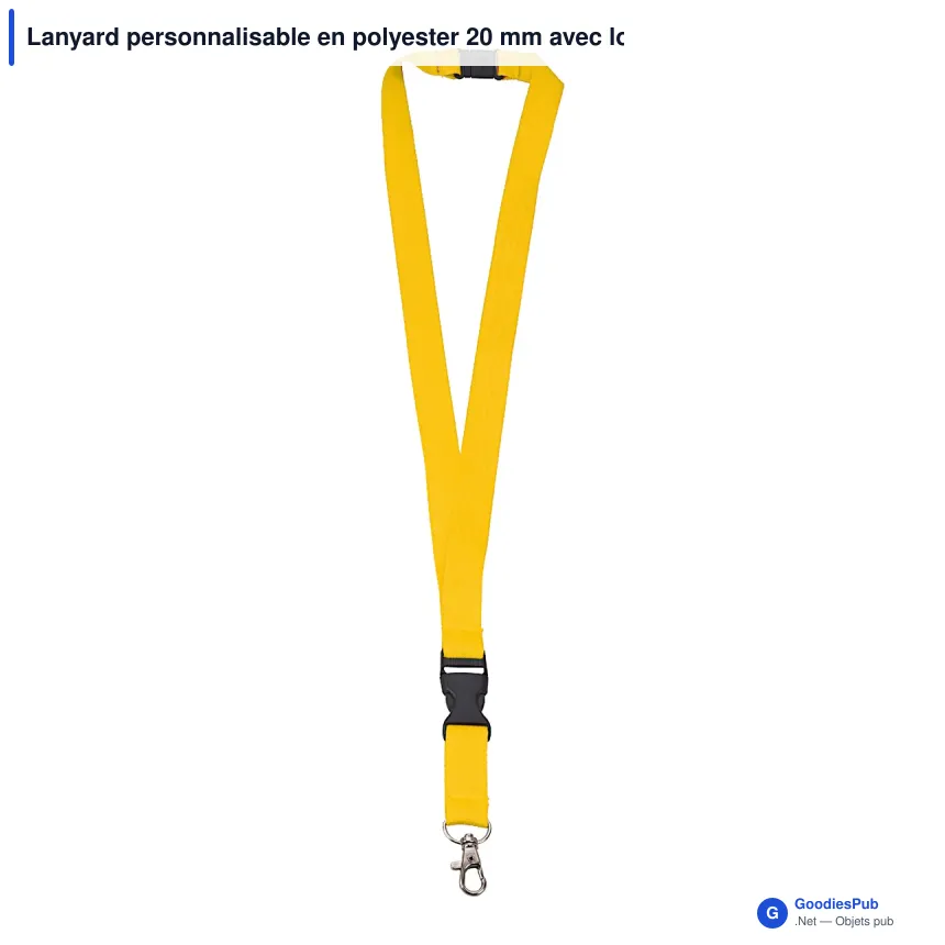 Lanyard personnalisable en polyester 20 mm avec logo - 11 coloris - Image 5
