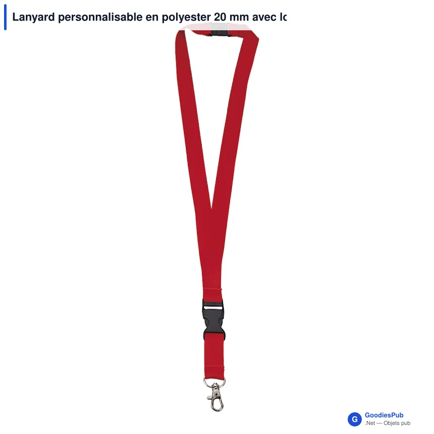 Lanyard personnalisable en polyester 20 mm avec logo - 11 coloris - Image 6
