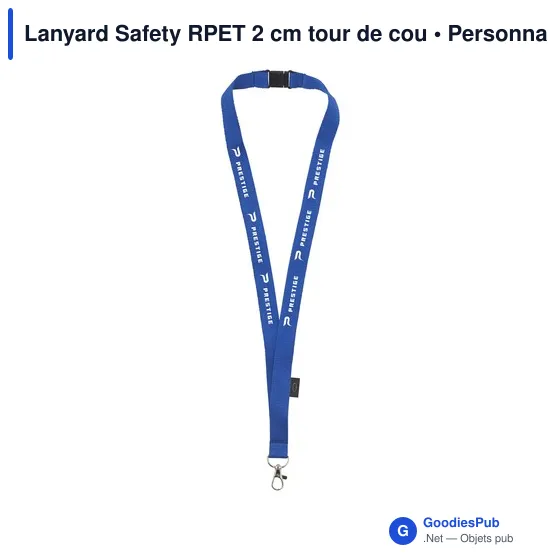 Lanyard personnalisable en RPET 2 cm avec logo - Lanyard Safety - Image 2