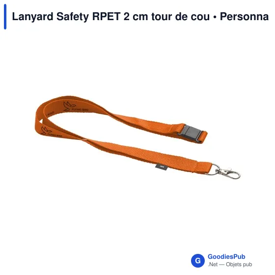 Lanyard personnalisable en RPET 2 cm avec logo - Lanyard Safety - Image 11