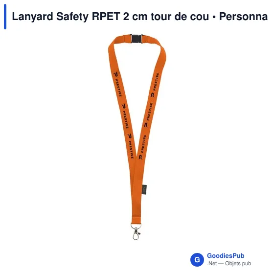 Lanyard personnalisable en RPET 2 cm avec logo - Lanyard Safety - Image 12