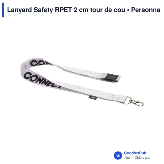 Lanyard personnalisable en RPET 2 cm avec logo - Lanyard Safety - Image 3