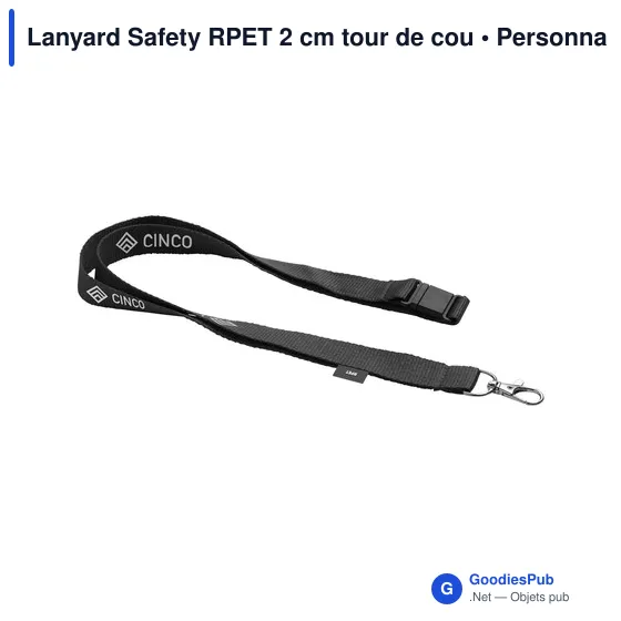 Lanyard personnalisable en RPET 2 cm avec logo - Lanyard Safety - Image 5
