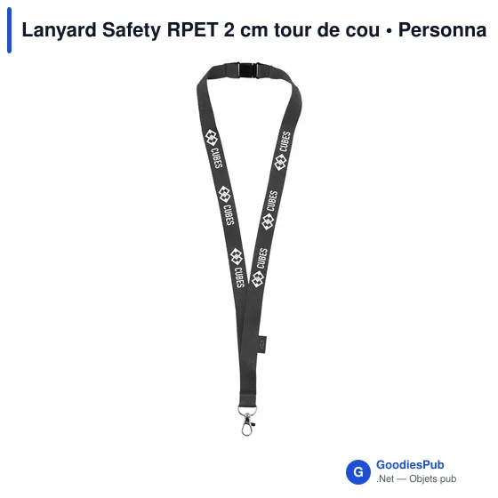 Lanyard personnalisable en RPET 2 cm avec logo - Lanyard Safety - Image 6