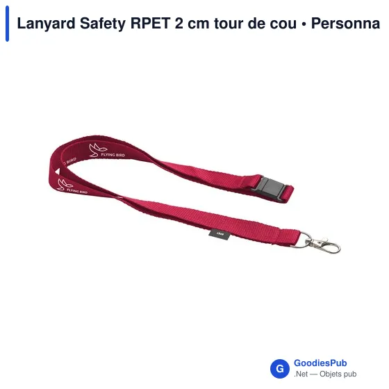 Lanyard personnalisable en RPET 2 cm avec logo - Lanyard Safety - Image 7