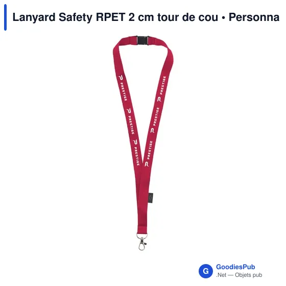 Lanyard personnalisable en RPET 2 cm avec logo - Lanyard Safety - Image 8