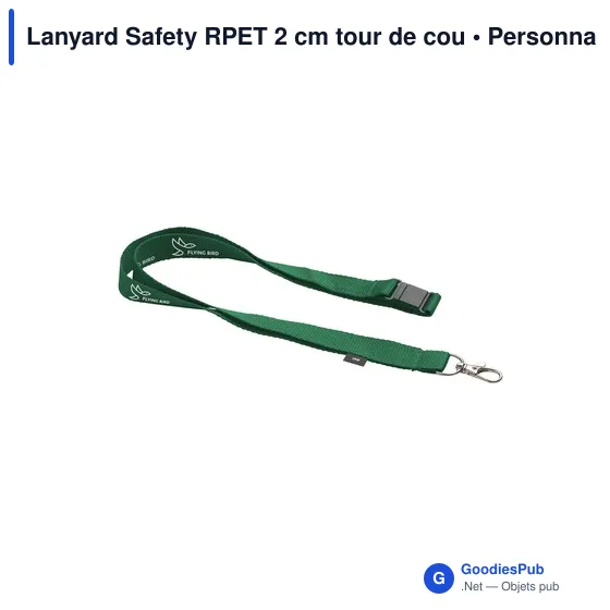 Lanyard personnalisable en RPET 2 cm avec logo - Lanyard Safety - Image 9