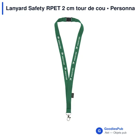 Lanyard personnalisable en RPET 2 cm avec logo - Lanyard Safety - Image 10