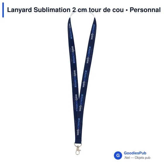 Lanyard personnalisable en polyester avec logo - 2 cm - Image 2