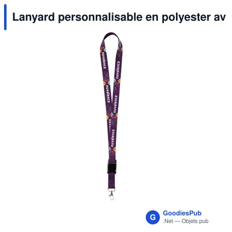 Lanyard personnalisable en polyester avec logo - 2 cm