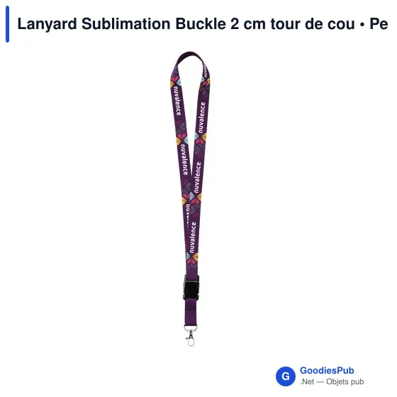 Lanyard personnalisable en polyester avec logo - 2 cm - Image 1
