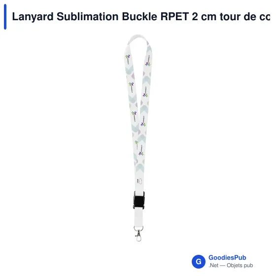 Lanyard personnalisable en RPET avec logo - 2 cm - Sublimation - Image 1