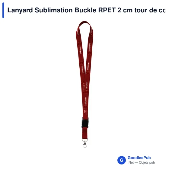 Lanyard personnalisable en RPET avec logo - 2 cm - Sublimation - Image 2