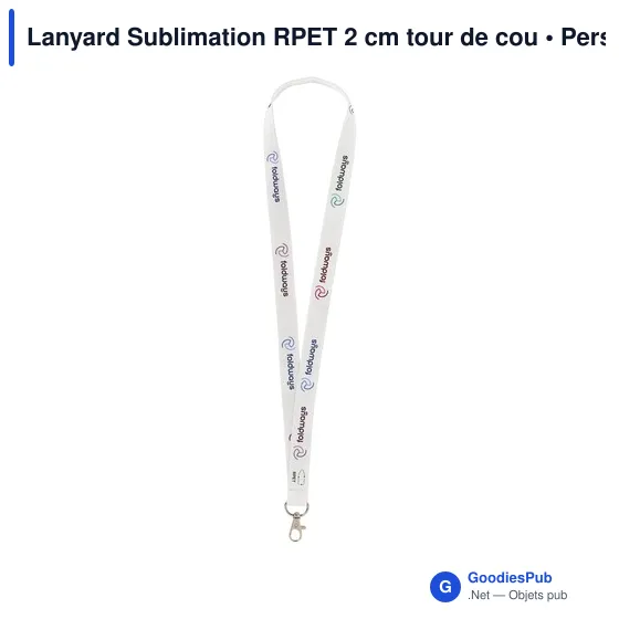Lanyard personnalisable en RPET 2 cm avec logo - Image 1