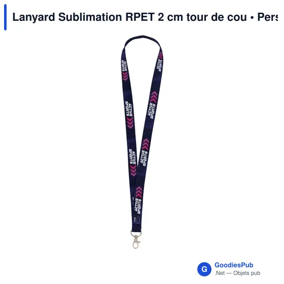 Lanyard personnalisable en RPET 2 cm avec logo - Image 2