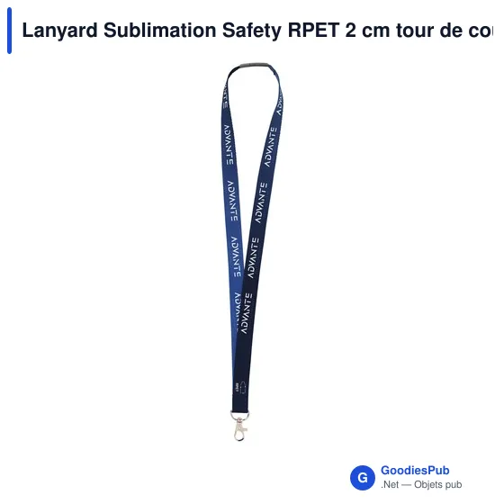 Lanyard personnalisable en RPET avec logo - 2 cm de large - Image 2