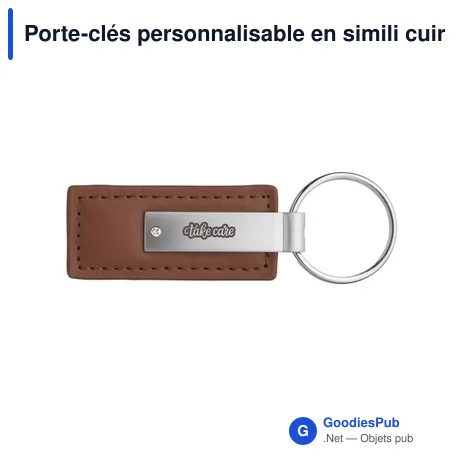 Porte-clés personnalisable en simili cuir avec logo - LeatherKey