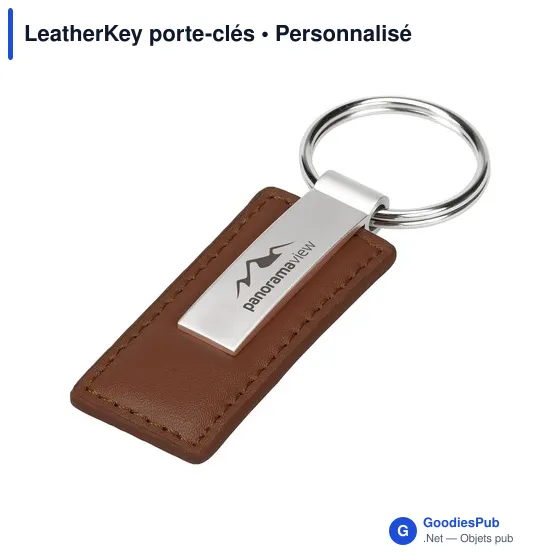 Porte-clés personnalisable en simili cuir avec logo - LeatherKey - Image 3