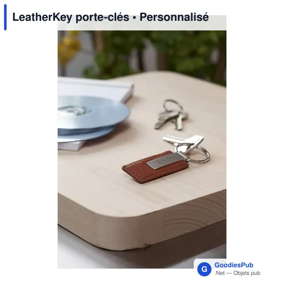 Porte-clés personnalisable en simili cuir avec logo - LeatherKey - Image 4