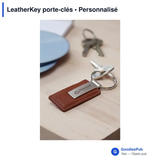 Porte-clés personnalisable en simili cuir avec logo - LeatherKey - Image 5