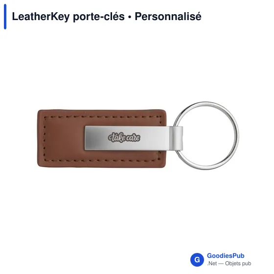 Porte-clés personnalisable en simili cuir avec logo - LeatherKey - Image 8