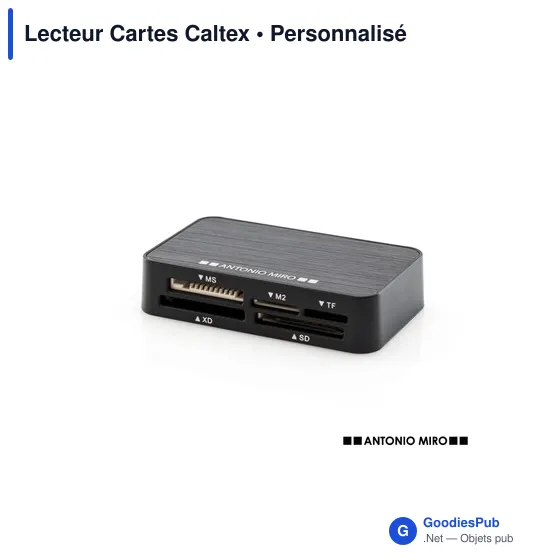 Lecteur de cartes personnalisable Caltex avec logo en aluminium noir - Image 2