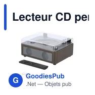 Lecteur CD personnalisable Hopson avec logo - Bois naturel - Miniature 1