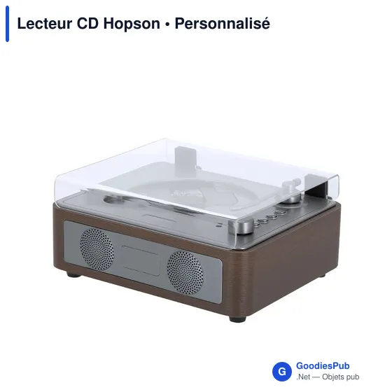 Lecteur CD personnalisable Hopson avec logo - Bois naturel - Image 2