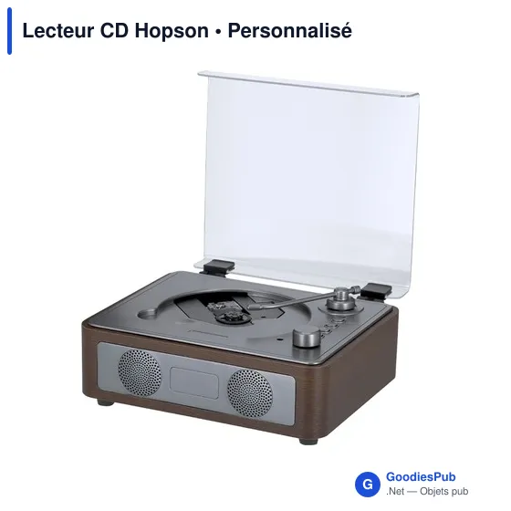 Lecteur CD personnalisable Hopson avec logo - Bois naturel - Image 3