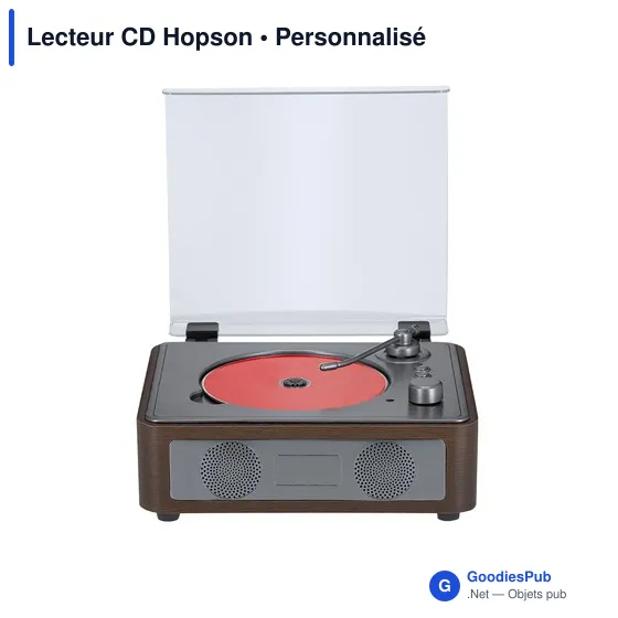 Lecteur CD personnalisable Hopson avec logo - Bois naturel - Image 4