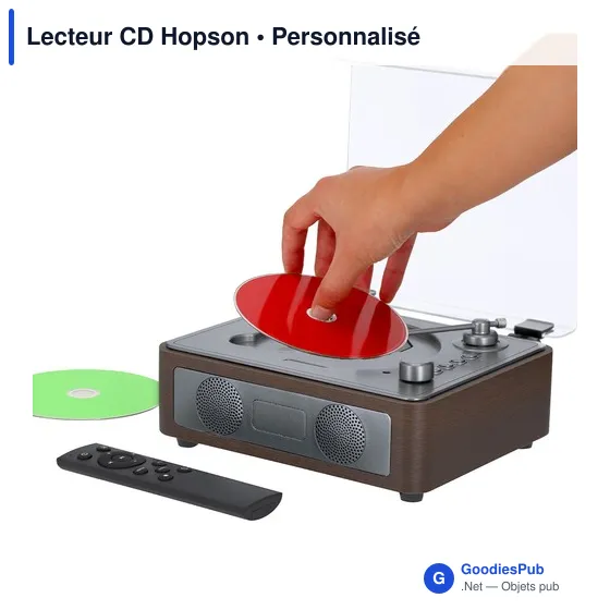 Lecteur CD personnalisable Hopson avec logo - Bois naturel - Image 5