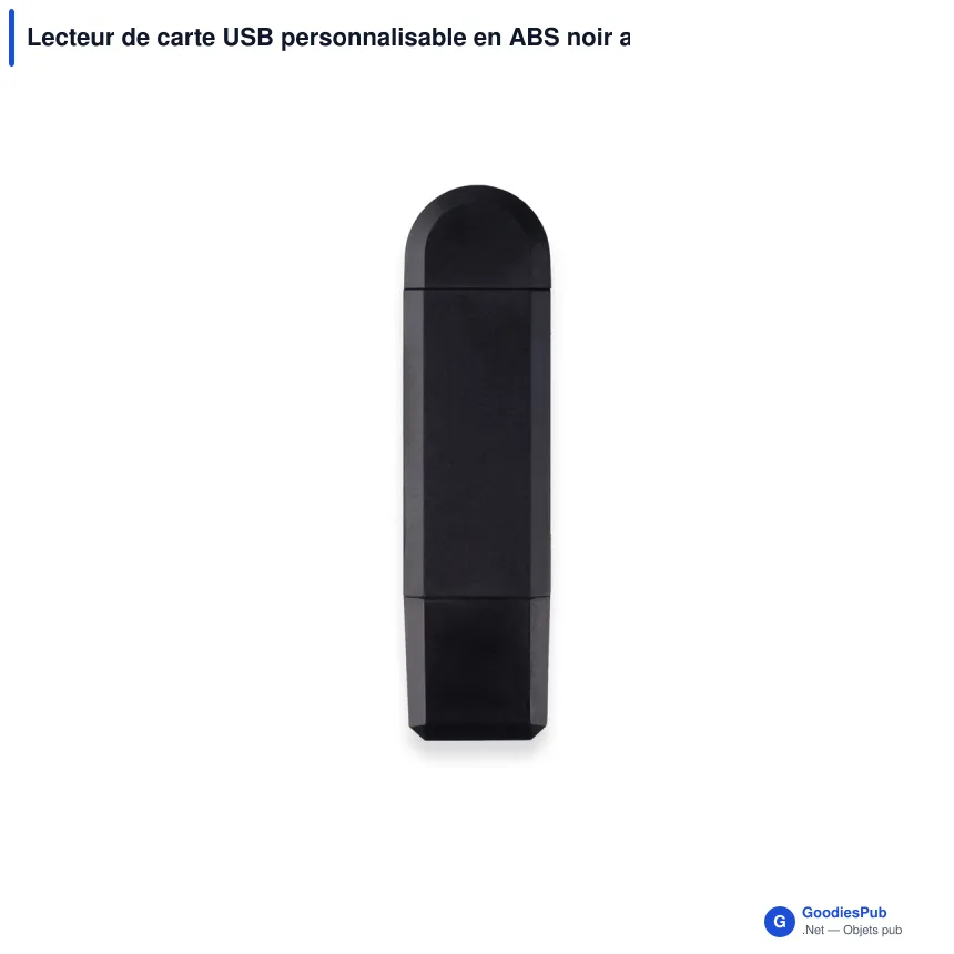 Lecteur de carte USB personnalisable en ABS noir avec logo - Card Reader - Image 2