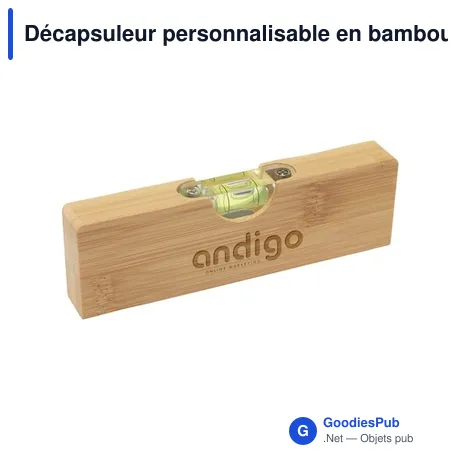 Décapsuleur personnalisable en bambou avec logo - Level-Up